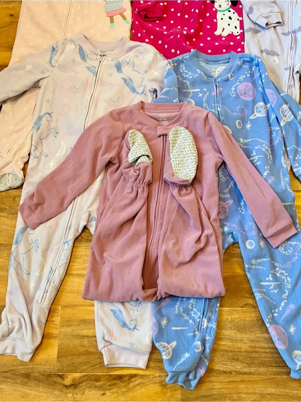 Lot Of 9 Girls Pajamas Carter’s / Cloud Island Size 4T One Piece & Two Piece Set